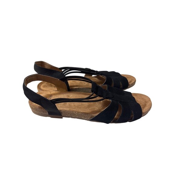 Earth Origins Laney Wide Sandals Size 10 Black & Tan Strappy Open Toe Comfort De - Picture 3 of 6